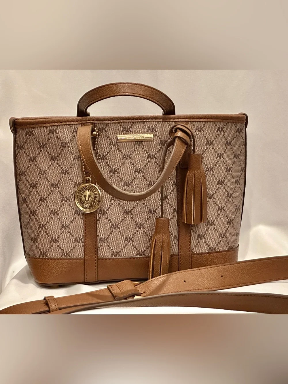 Anne Klein Brown 3-in-1 Satchel Crossbody Handbag Set | Removable Pouch & Wallet